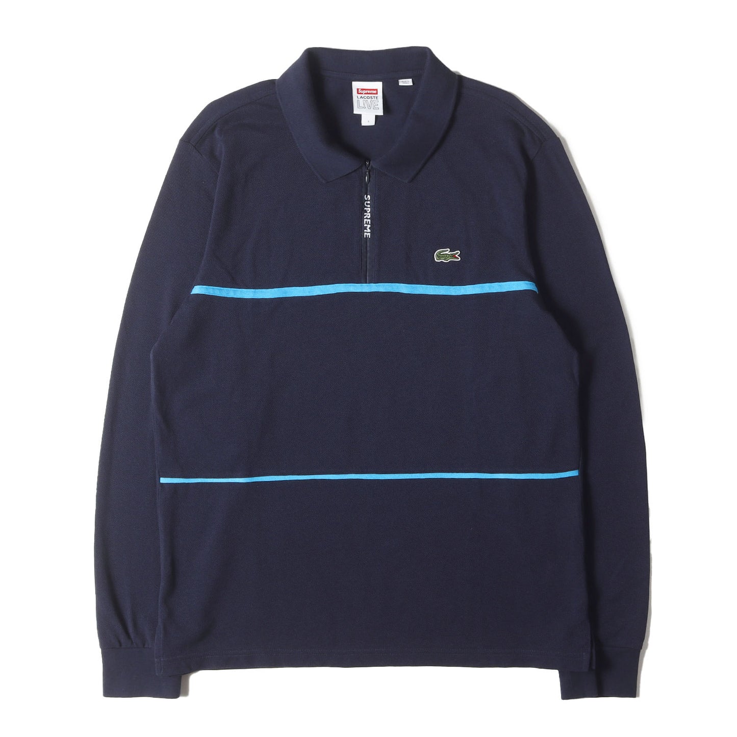 ×LACOSTE L!VE 鹿の子 ロングスリーブ ジップ ポロシャツ(Pique Zip L/S Polo)