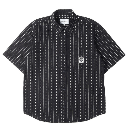 25SS ハートストライプ ワーク 半袖 ボタンシャツ (S/S Drewe Shirt)