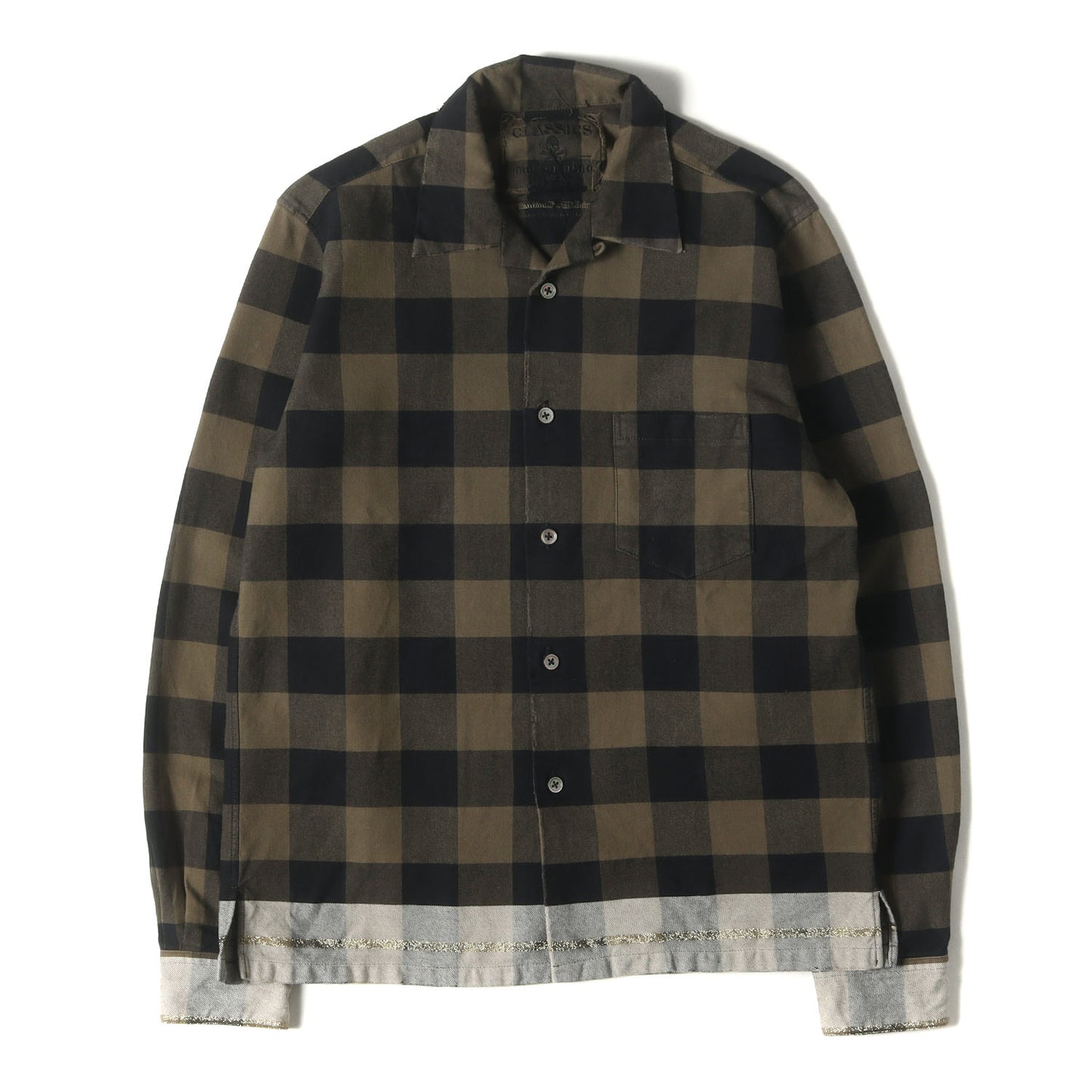 ×fragment design 裾ライン バッファローチェック オープンカラーシャツ