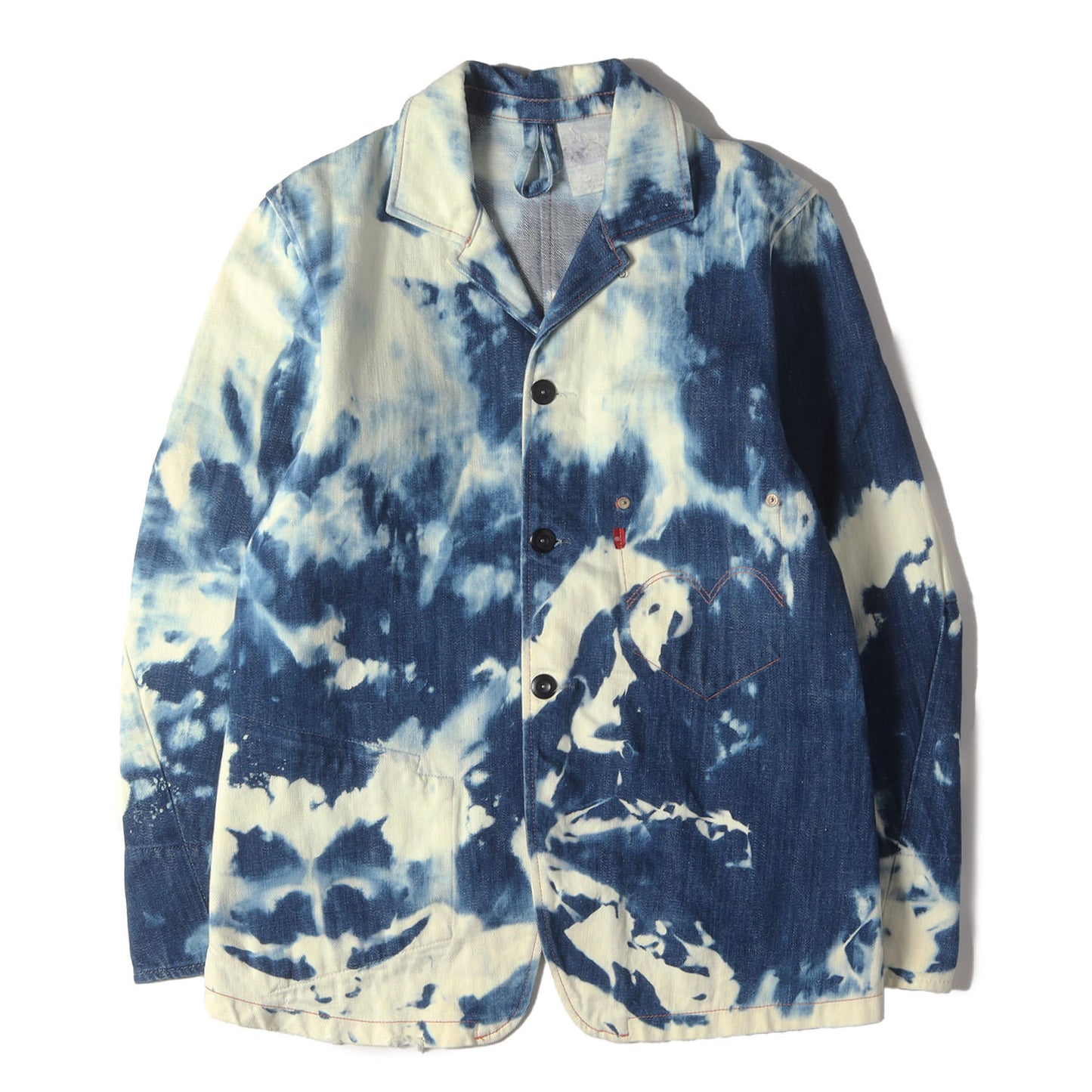 00s ブリーチ加工 1st デニム テーラード ジャケット 4100-1117 チュニジア製