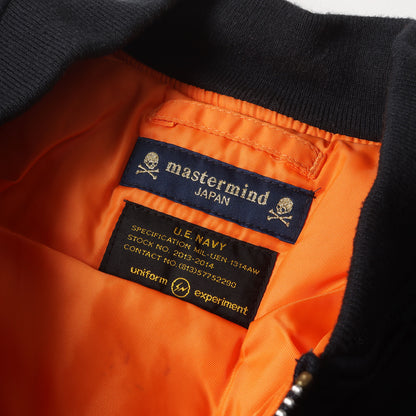 ×mastermind JAPAN ×ALPHA 袖シープスキンレザー MA-1 フライトジャケット