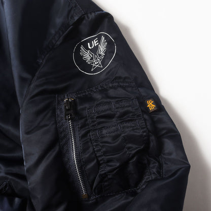 ×mastermind JAPAN ×ALPHA 袖シープスキンレザー MA-1 フライトジャケット