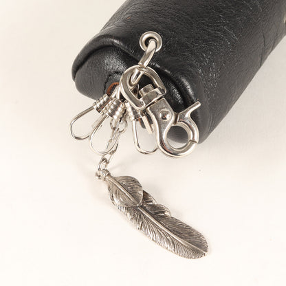 ×Schott フェザーチャーム付き ワンスター レザー キーケース