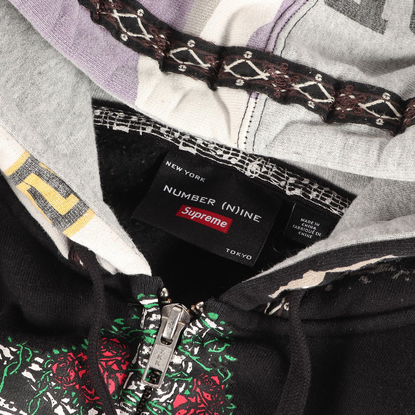 25AW ×NUMBER (N)INE パッチワーク フルジップ スウェットパーカー(Patchwork Zip Up Hooded Sweatshirt)