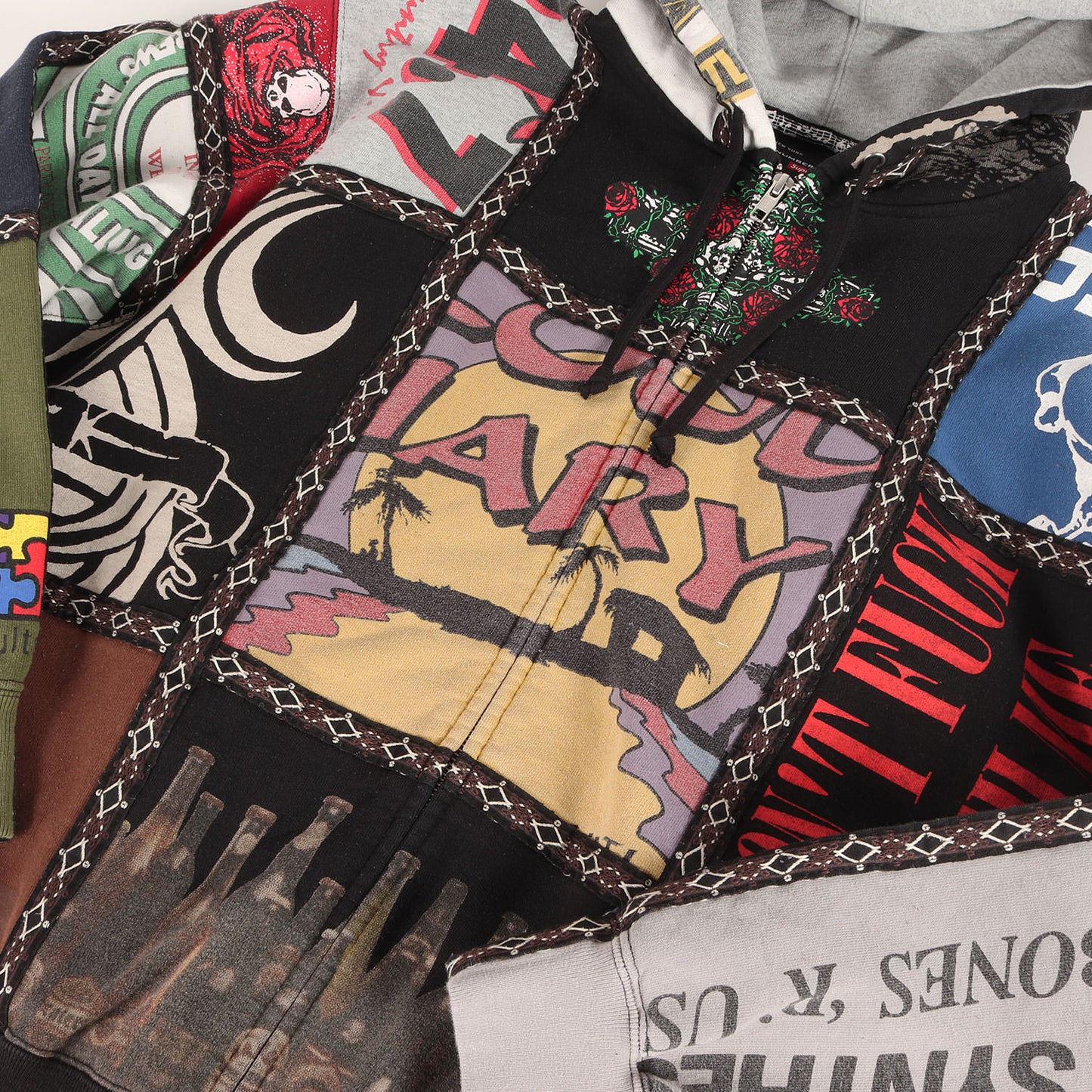 25AW ×NUMBER (N)INE パッチワーク フルジップ スウェットパーカー(Patchwork Zip Up Hooded Sweatshirt)