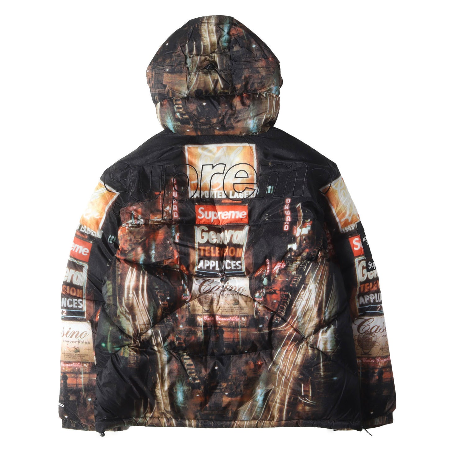 22AW ×THE NORTH FACE タイムズスクエア柄 ハーフジップ プルオーバー ダウンジャケット(800-Fill Half Zip Hooded Pullover)