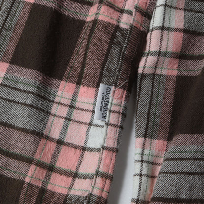 袖ジップ付き チェック フランネルシャツ