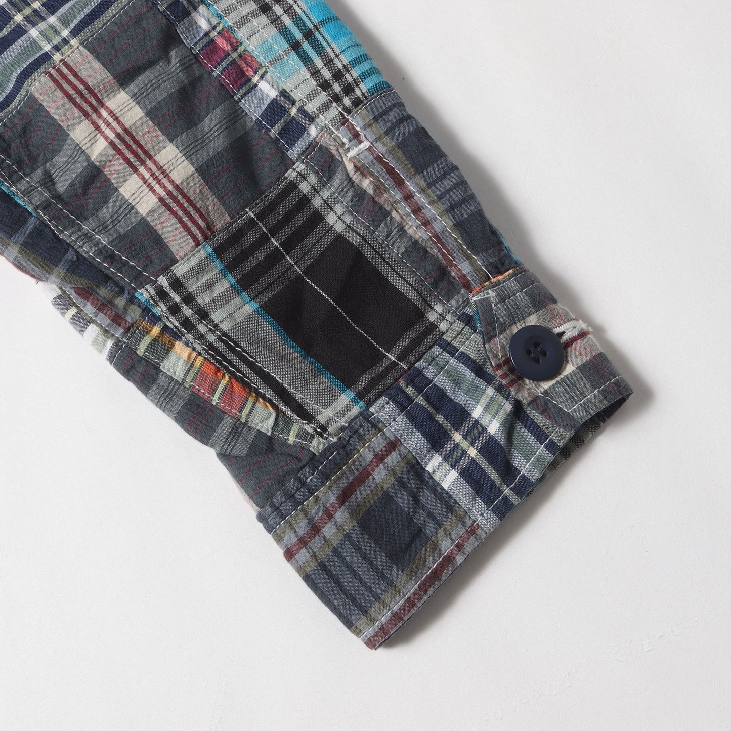 00s マドラスチェック パッチワーク シャツジャケット