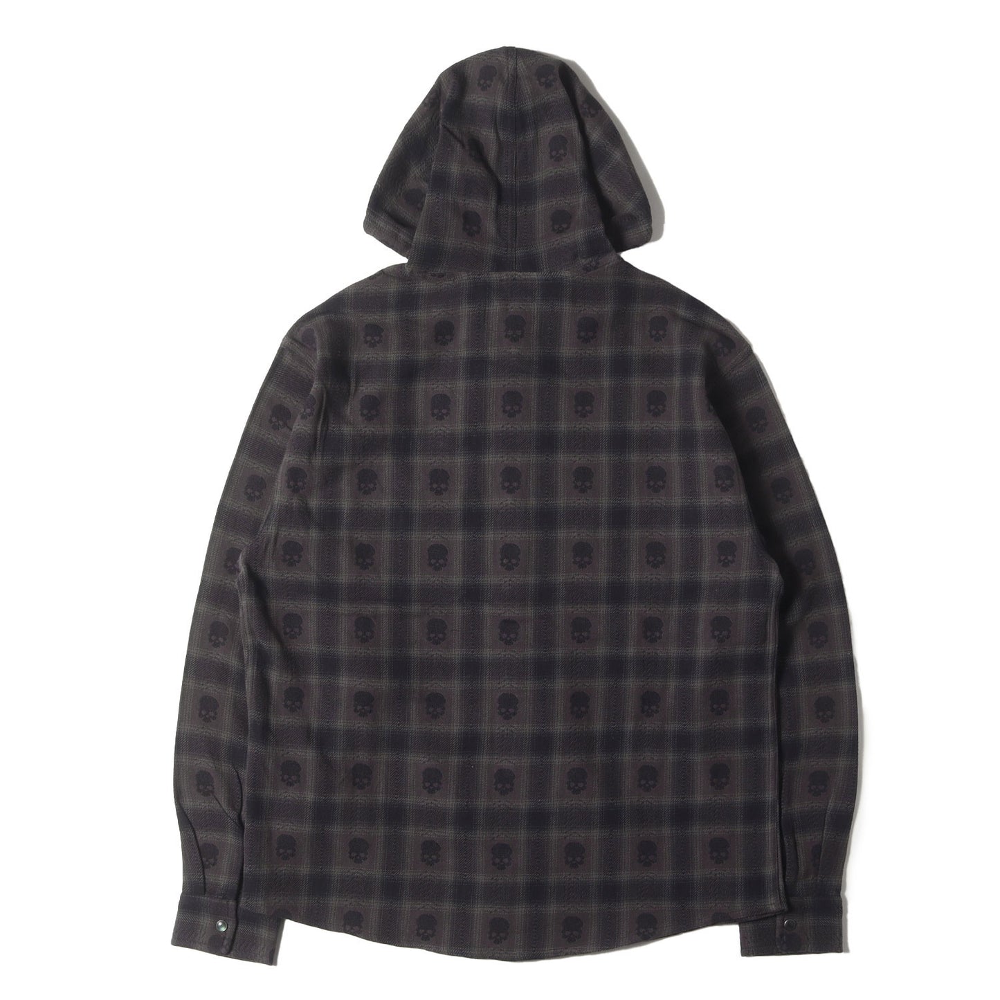 25AW ×NUMBER (N)INE ドクロ柄 フード付き チェック フランネルシャツ(Hooded Flannel Shirt)