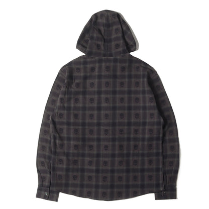 25AW ×NUMBER (N)INE ドクロ柄 フード付き チェック フランネルシャツ(Hooded Flannel Shirt)