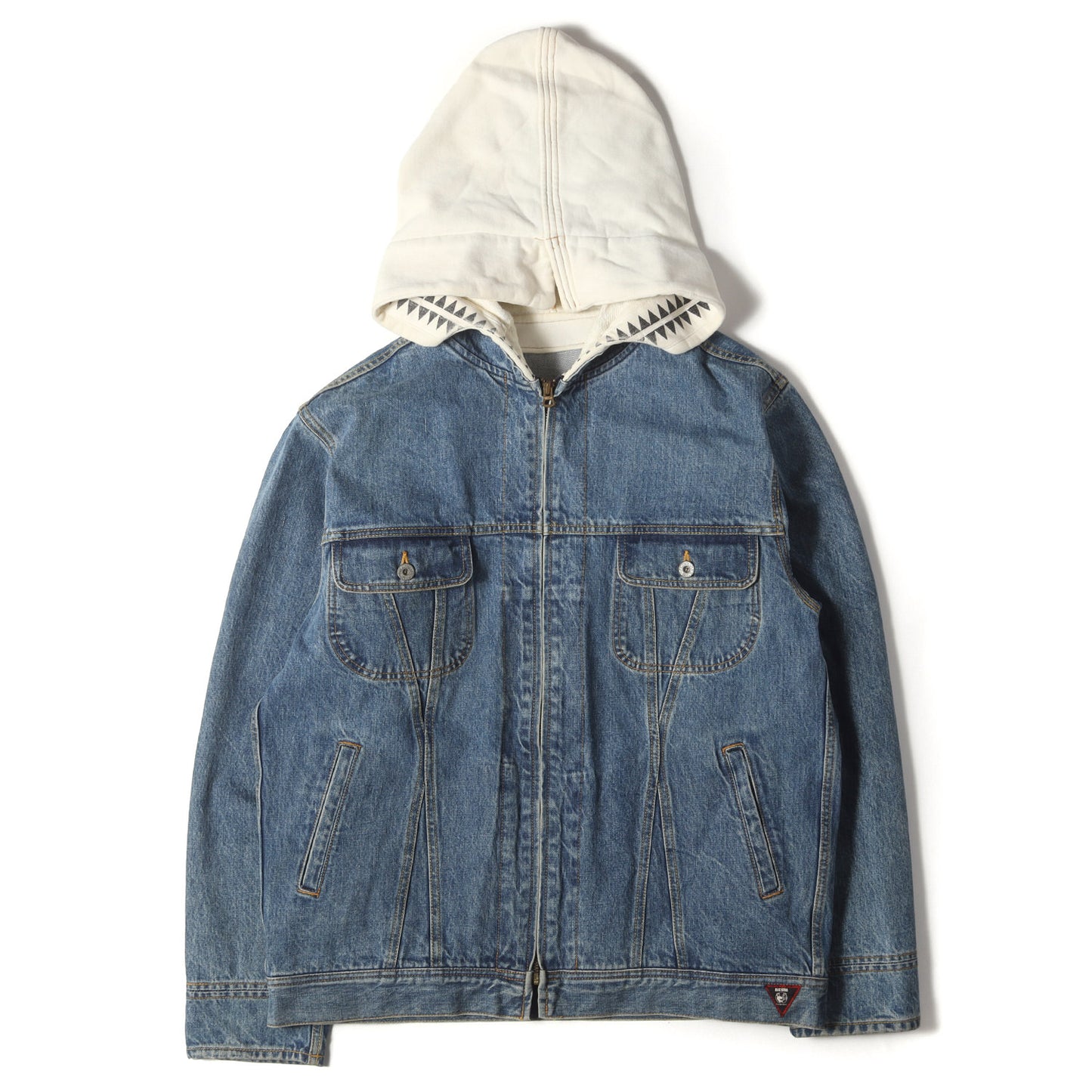 00s スウェットフード付き フルジップ デニムジャケット