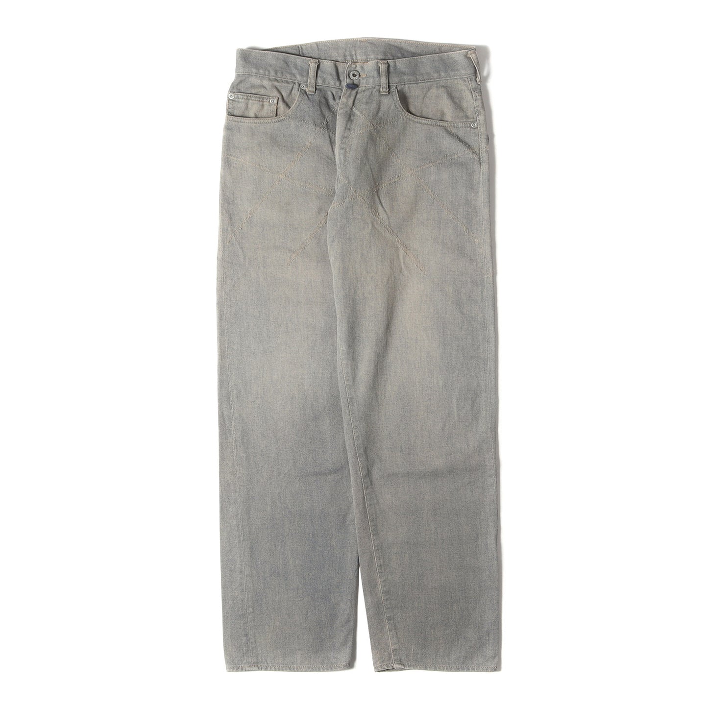 00s ダメージ加工 シンチバック付き ニードルステッチ デニムパンツ