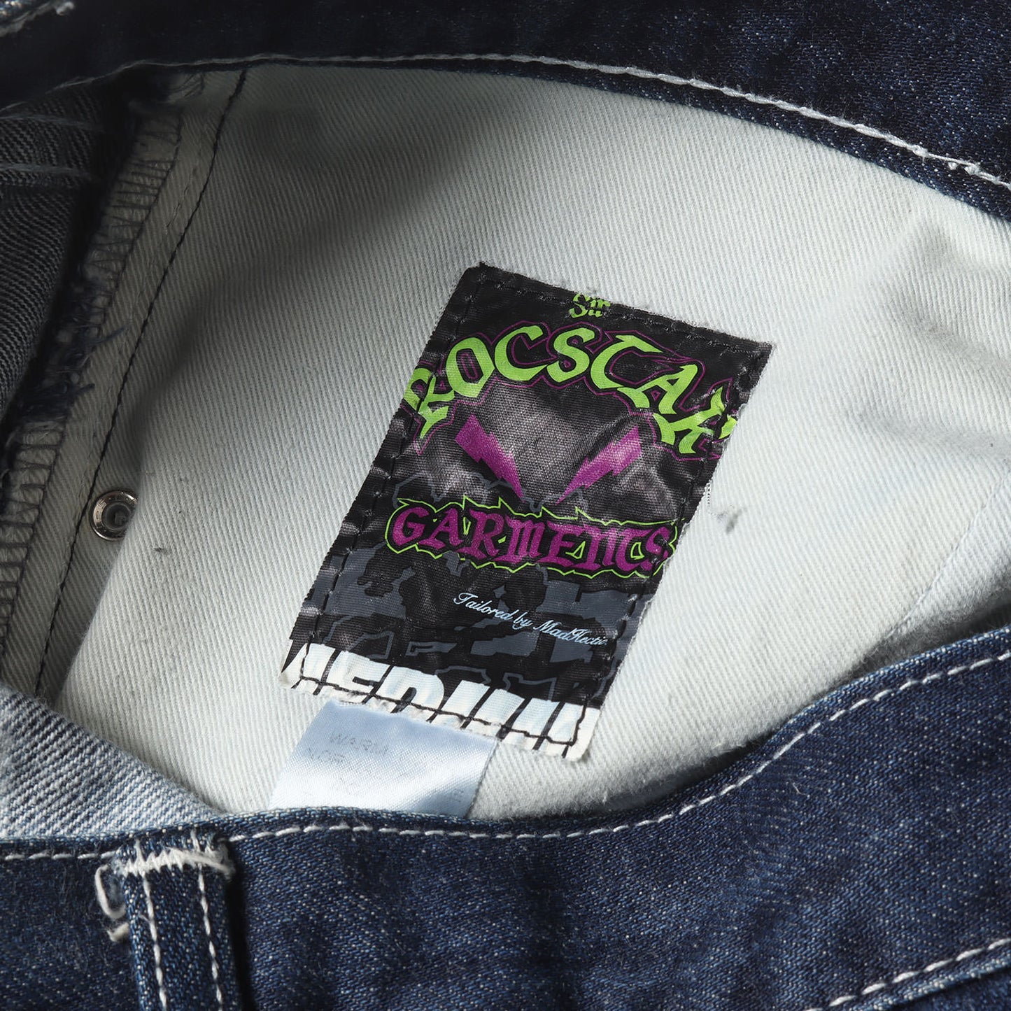 00s ブランドロゴ 逆ブリーチ デニムパンツ
