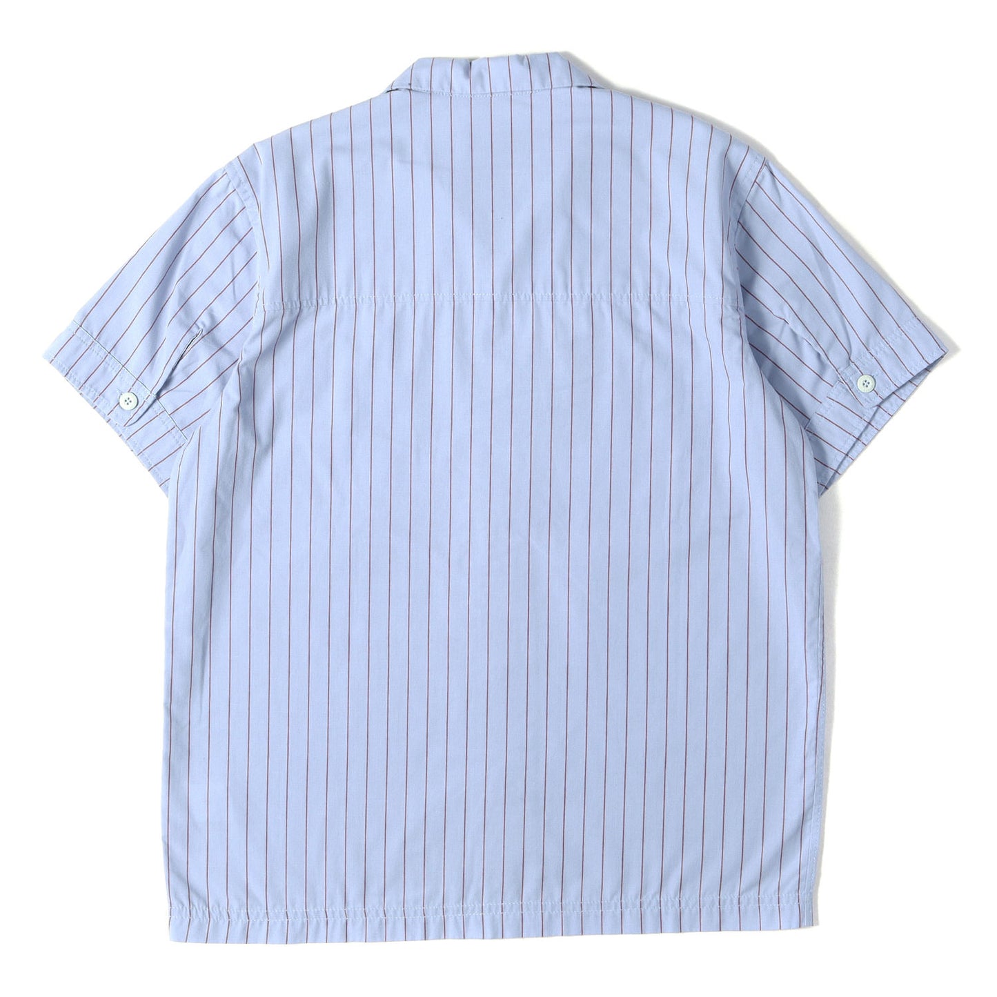 ワッペン付き ストライプ オープンカラー ワーク 半袖シャツ(SODA S/S)