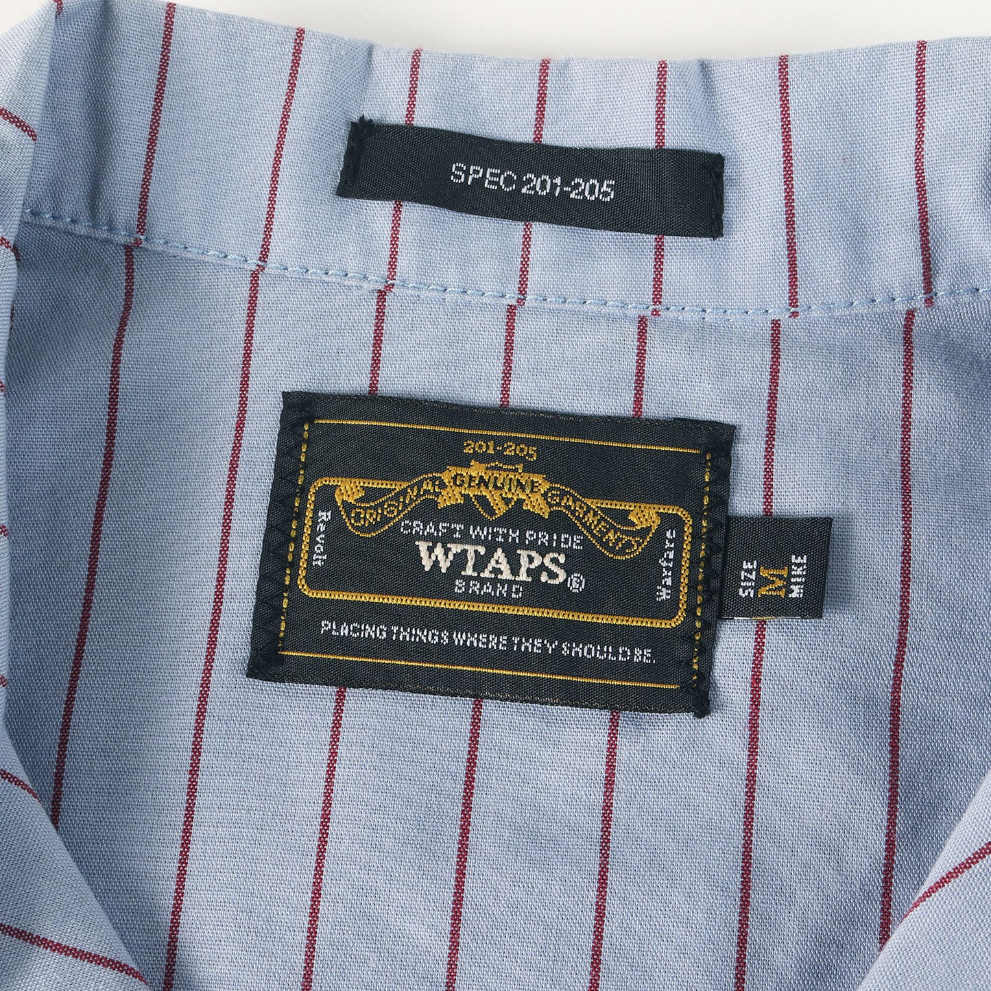ワッペン付き ストライプ オープンカラー ワーク 半袖シャツ(SODA S/S)