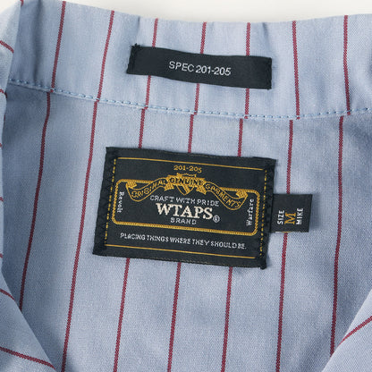 ワッペン付き ストライプ オープンカラー ワーク 半袖シャツ(SODA S/S)
