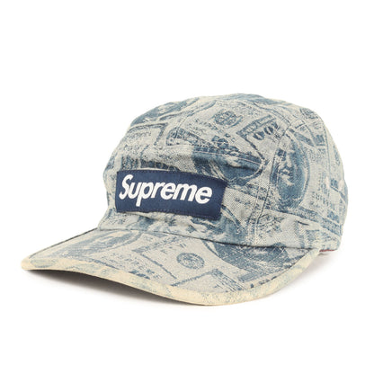 100ドル札柄 ジャガードデニム BOXロゴ キャンプキャップ(100 Dollar Bill Camp Cap)
