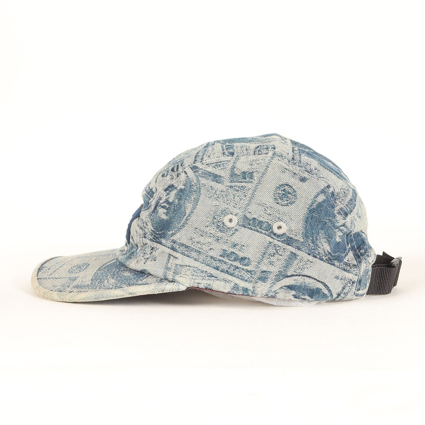 100ドル札柄 ジャガードデニム BOXロゴ キャンプキャップ(100 Dollar Bill Camp Cap)