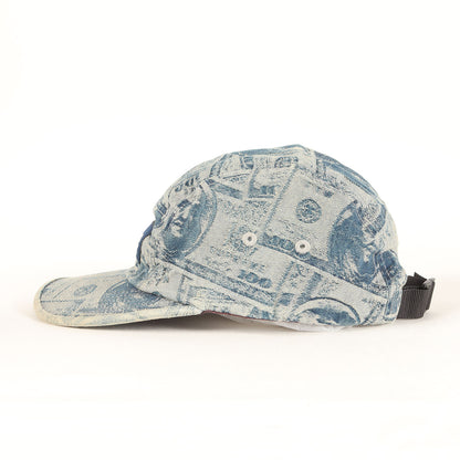 100ドル札柄 ジャガードデニム BOXロゴ キャンプキャップ(100 Dollar Bill Camp Cap)