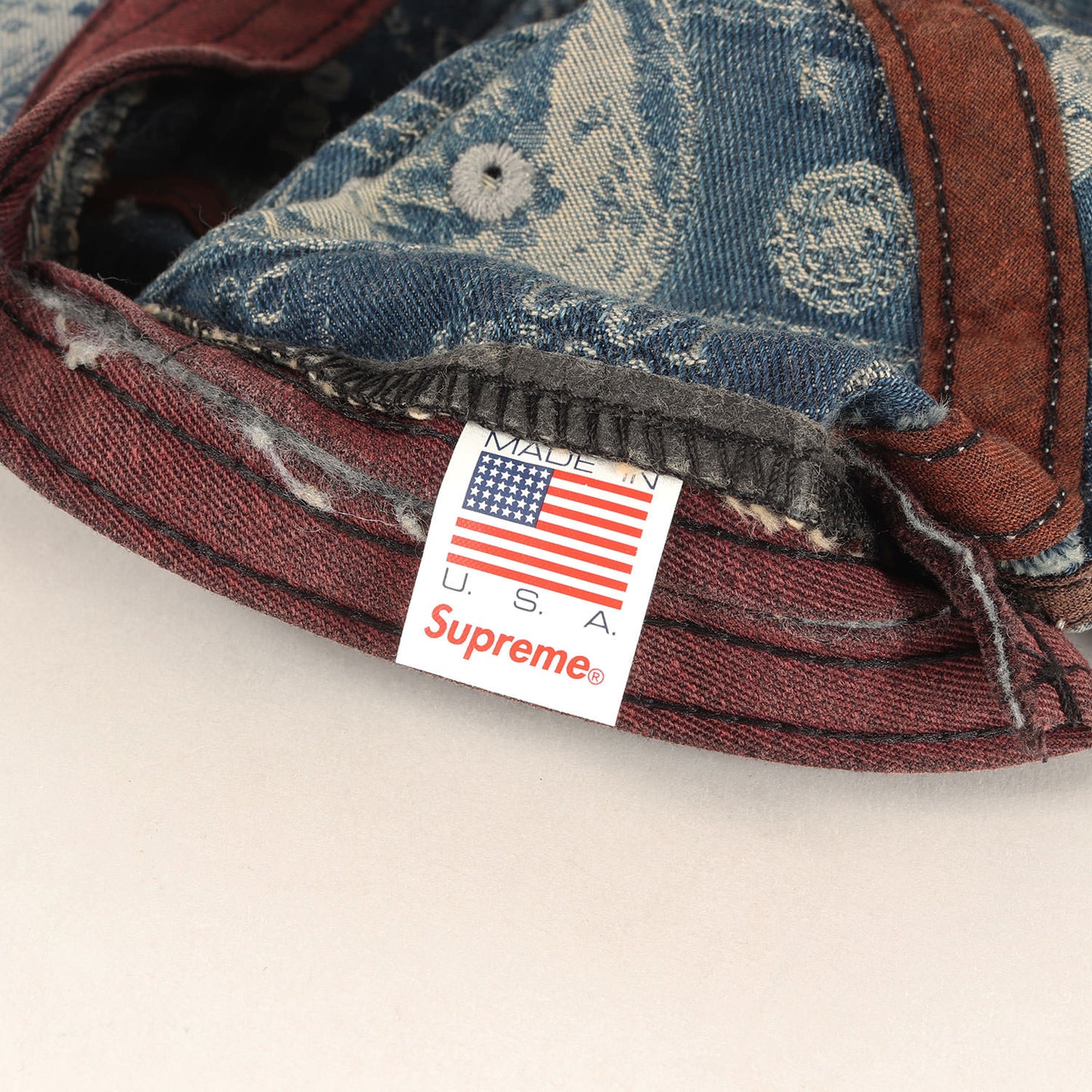 100ドル札柄 ジャガードデニム BOXロゴ キャンプキャップ(100 Dollar Bill Camp Cap)