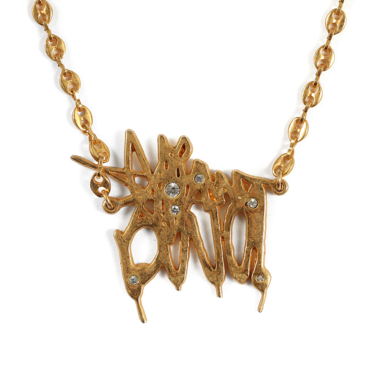 00s ラインストーン ブランドロゴ ネックレス