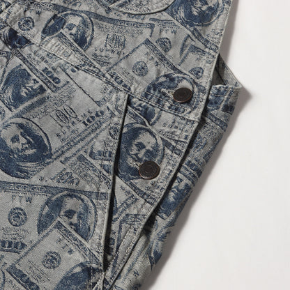 100ドル札柄 ジャガード デニム オーバーオール(100 Dollar Bill Overalls)