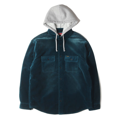 25AW フード付き 裏地キルティング ベルベット シャツ(Quilted Lined Hooded Velvet Shirt)