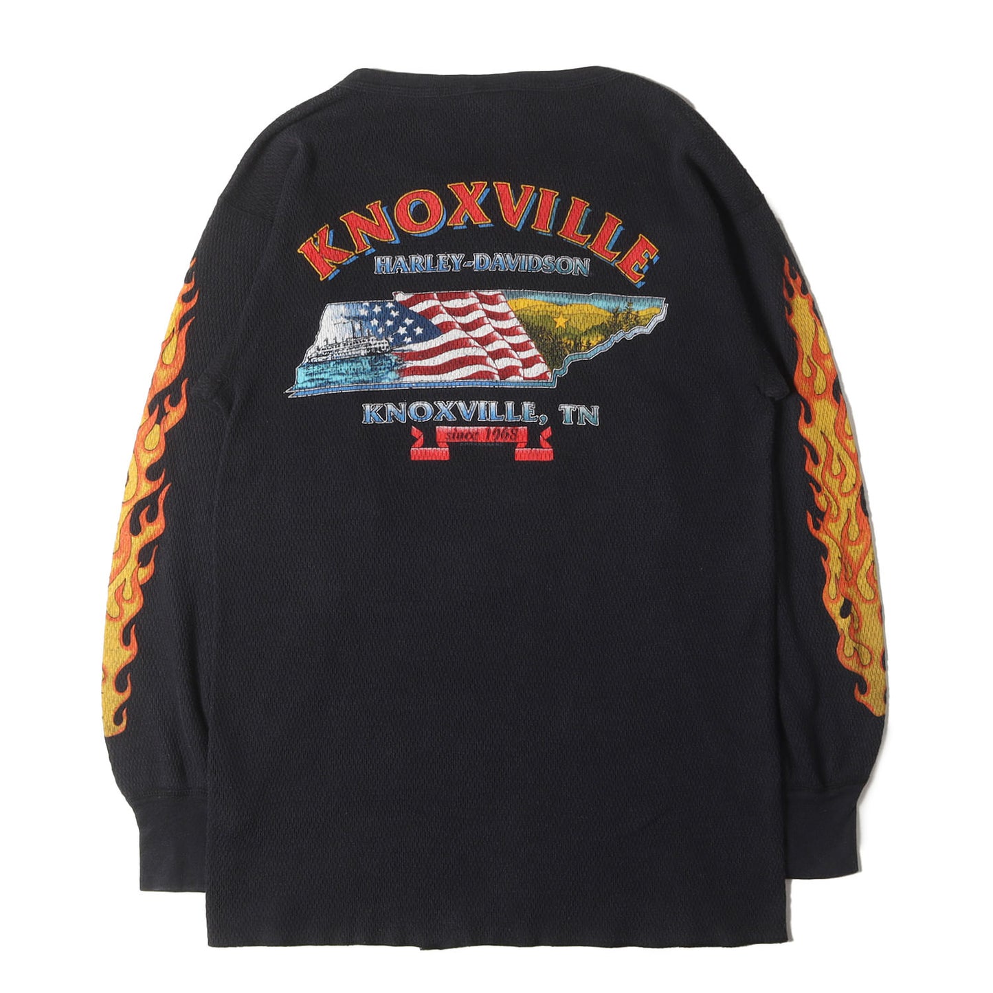 90s 4面プリント 袖フレイム ウイングエンブレム サーマル ロングスリーブ Tシャツ USA製