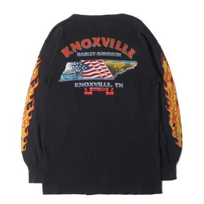 90s 4面プリント 袖フレイム ウイングエンブレム サーマル ロングスリーブ Tシャツ USA製