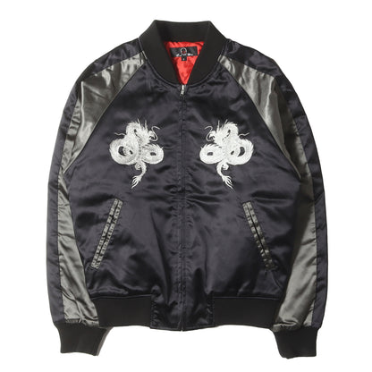 龍 刺繍 裏地キルティング サテン スカジャン