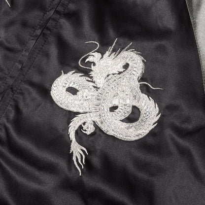 龍 刺繍 裏地キルティング サテン スカジャン