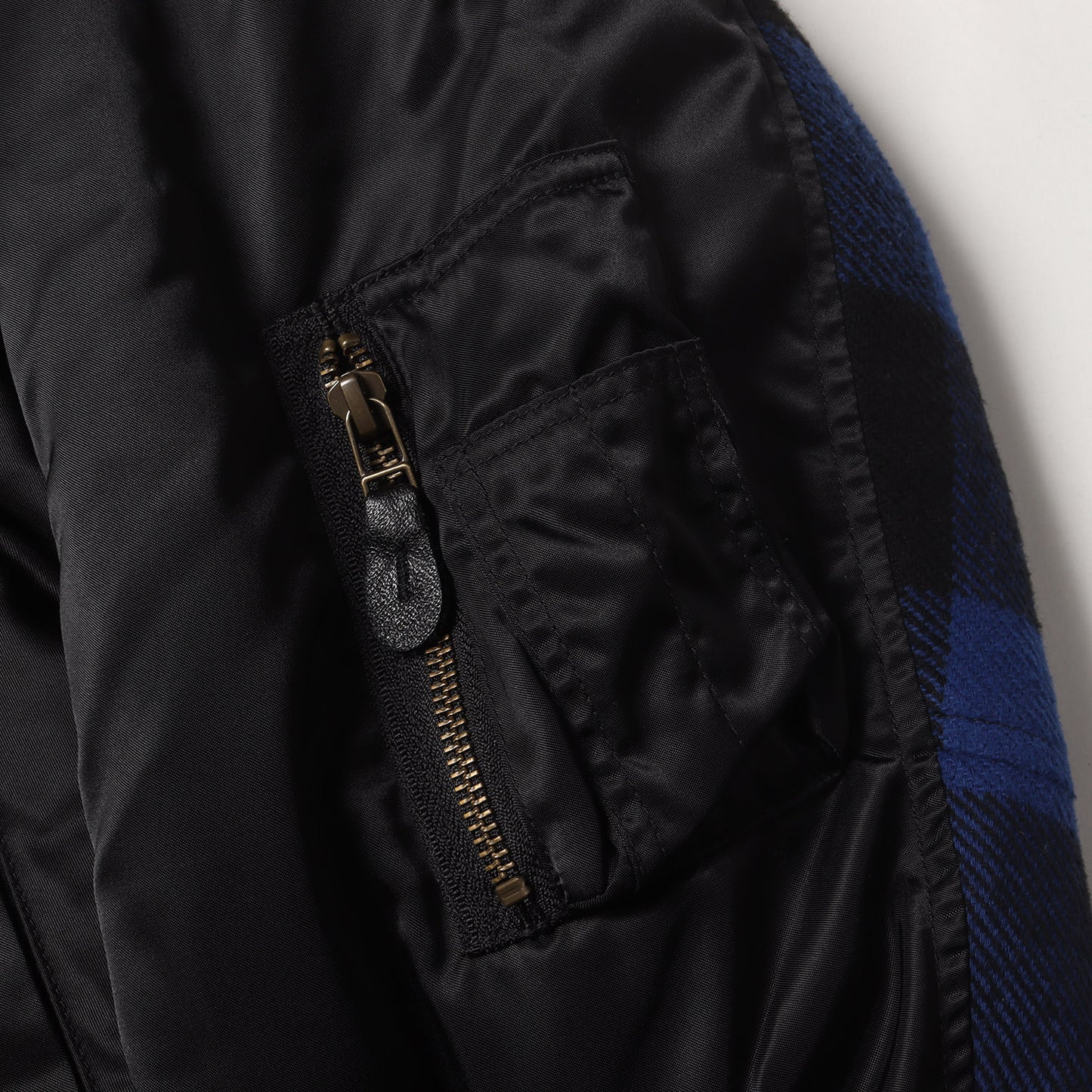 24AW 袖チェックネルカスタム MA-1 フライトジャケット(MA-1)