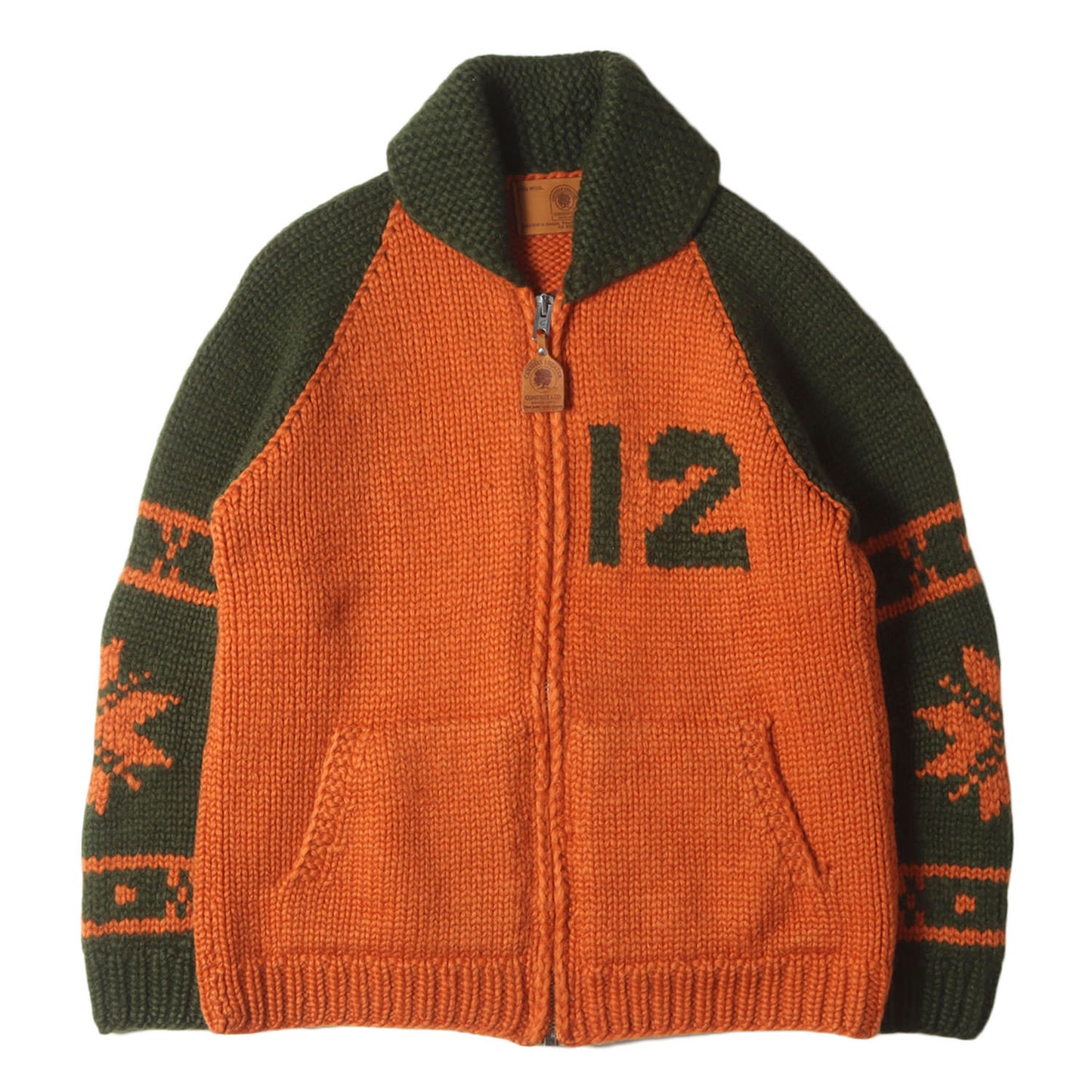 ナンバリング / ノルディック柄 ショールカラー フルジップ カウチンニット