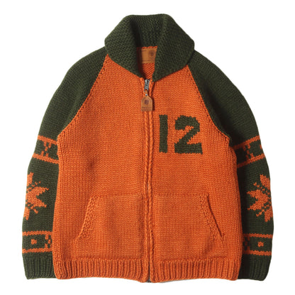ナンバリング / ノルディック柄 ショールカラー フルジップ カウチンニット