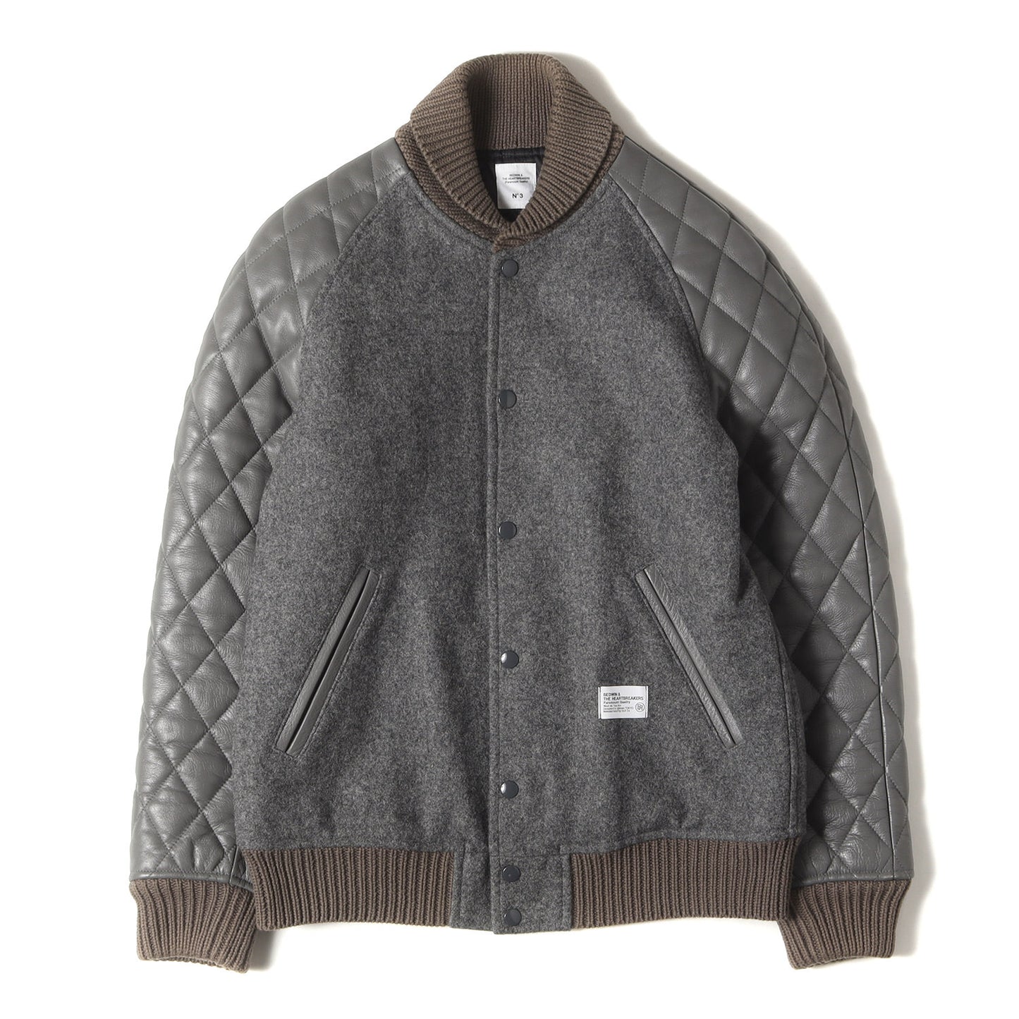 袖キルティングレザー メルトンウール スタジャン