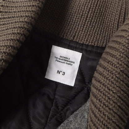 袖キルティングレザー メルトンウール スタジャン