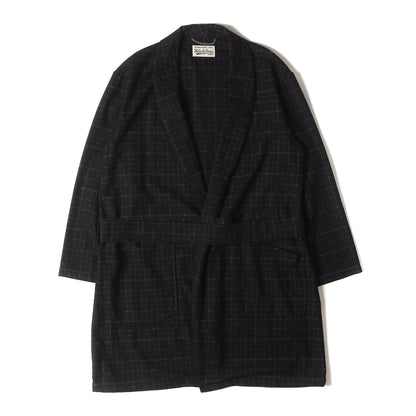 かすれチェック ウール ガウンコート(BLURRED CHECK GOWN COAT)