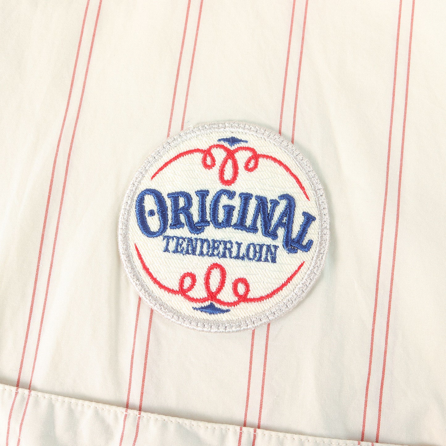 ワッペン付き ストライプ ワーク 半袖シャツ(STRIPE WORK SHT)