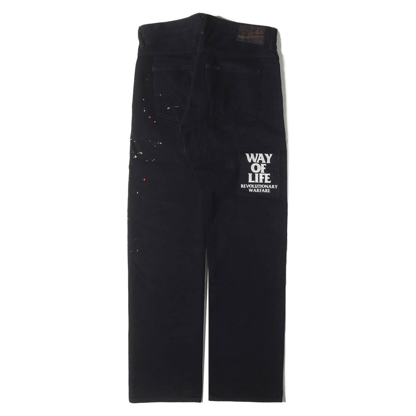 20AW WAY OF LIFEパッチ付き クラッシュリペア加工 デニムパンツ(BLACK CRASH PAINT&PATCH DENIM PANTS)