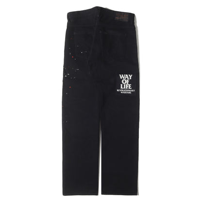 20AW WAY OF LIFEパッチ付き クラッシュリペア加工 デニムパンツ(BLACK CRASH PAINT&PATCH DENIM PANTS)