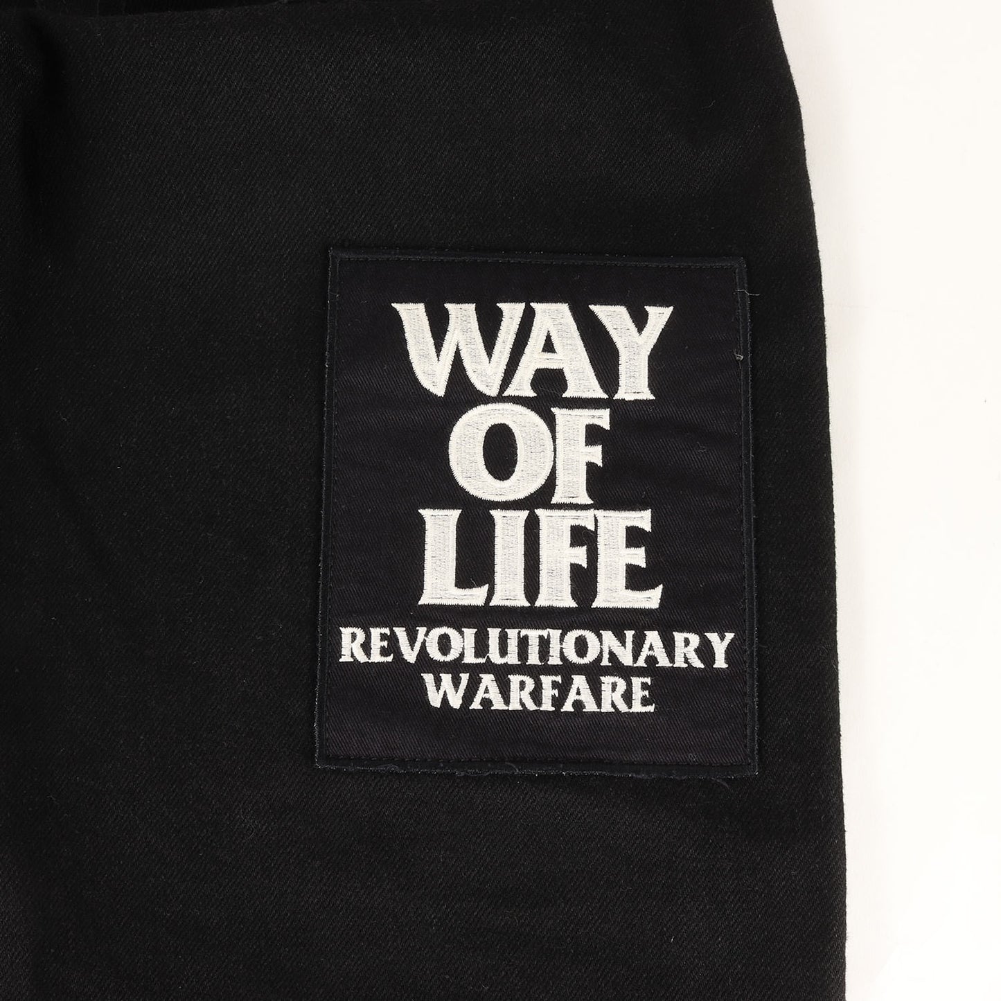 20AW WAY OF LIFEパッチ付き クラッシュリペア加工 デニムパンツ(BLACK CRASH PAINT&PATCH DENIM PANTS)