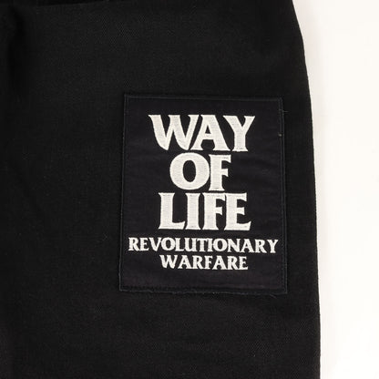 20AW WAY OF LIFEパッチ付き クラッシュリペア加工 デニムパンツ(BLACK CRASH PAINT&PATCH DENIM PANTS)