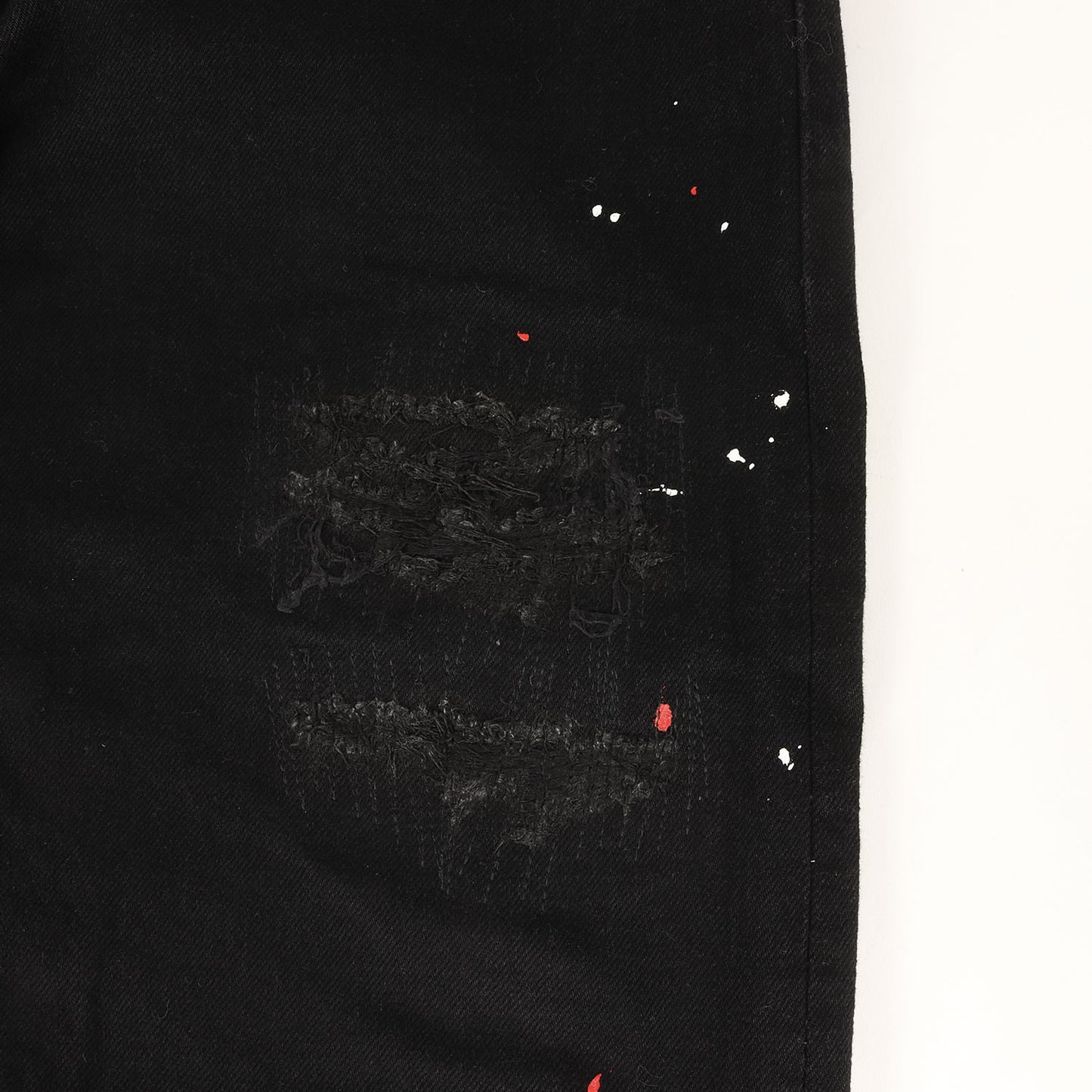 20AW WAY OF LIFEパッチ付き クラッシュリペア加工 デニムパンツ(BLACK CRASH PAINT&PATCH DENIM PANTS)