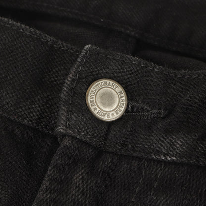 20AW WAY OF LIFEパッチ付き クラッシュリペア加工 デニムパンツ(BLACK CRASH PAINT&PATCH DENIM PANTS)