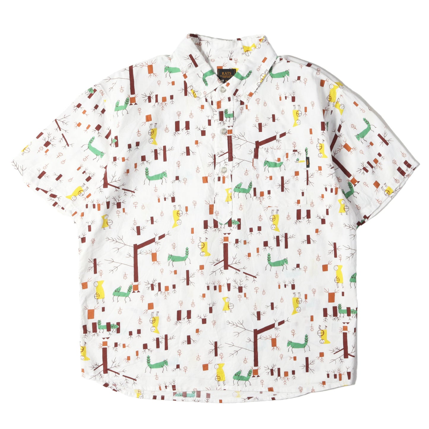 24SS 赤ずきん柄 オックスフォード ボタンダウン プルオーバー 半袖シャツ(LITTLE RED RIDING HOOD S/S SHIRT)