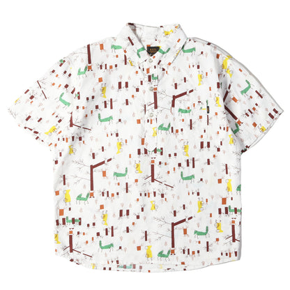 24SS 赤ずきん柄 オックスフォード ボタンダウン プルオーバー 半袖シャツ(LITTLE RED RIDING HOOD S/S SHIRT)