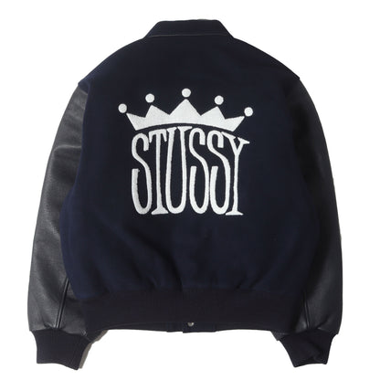 25AW クラウンロゴ 袖レザー メルトン バーシティジャケット / スタジャン(KING VARSITY JACKET)