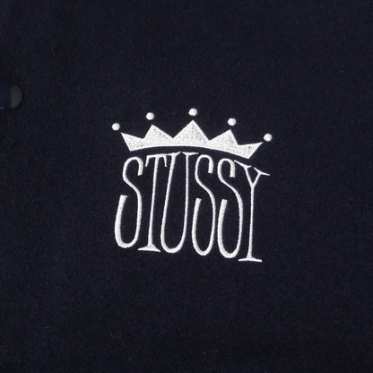 25AW クラウンロゴ 袖レザー メルトン バーシティジャケット / スタジャン(KING VARSITY JACKET)