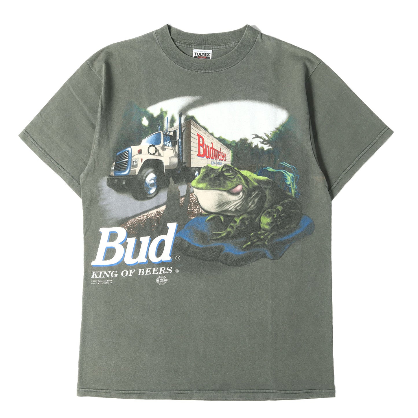 90s Budweiser 両面プリント フロッグ カエル Tシャツ / USA製 TULTEX