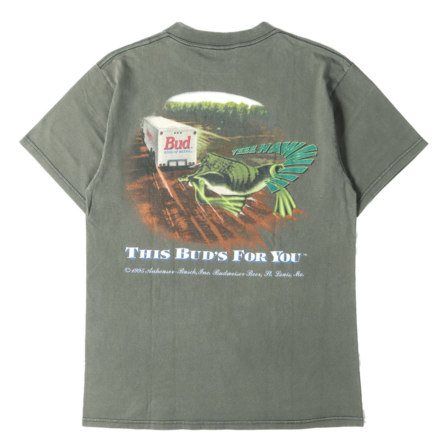 90s Budweiser 両面プリント フロッグ カエル Tシャツ / USA製 TULTEX